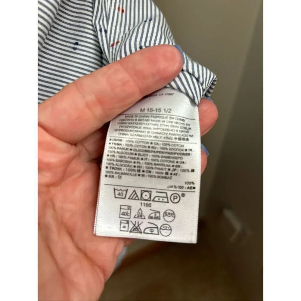 Banana Republic M men’s non iron slim fit button down red white grey/blue speckl - Picture 6 of 8